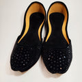 All black embroided velvet khussa for girls - Thousand Slippers