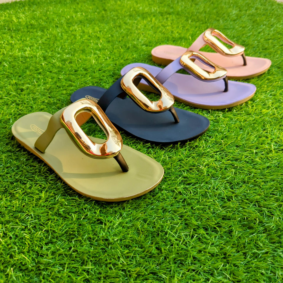 Gold trim flipflops for girls (c03)