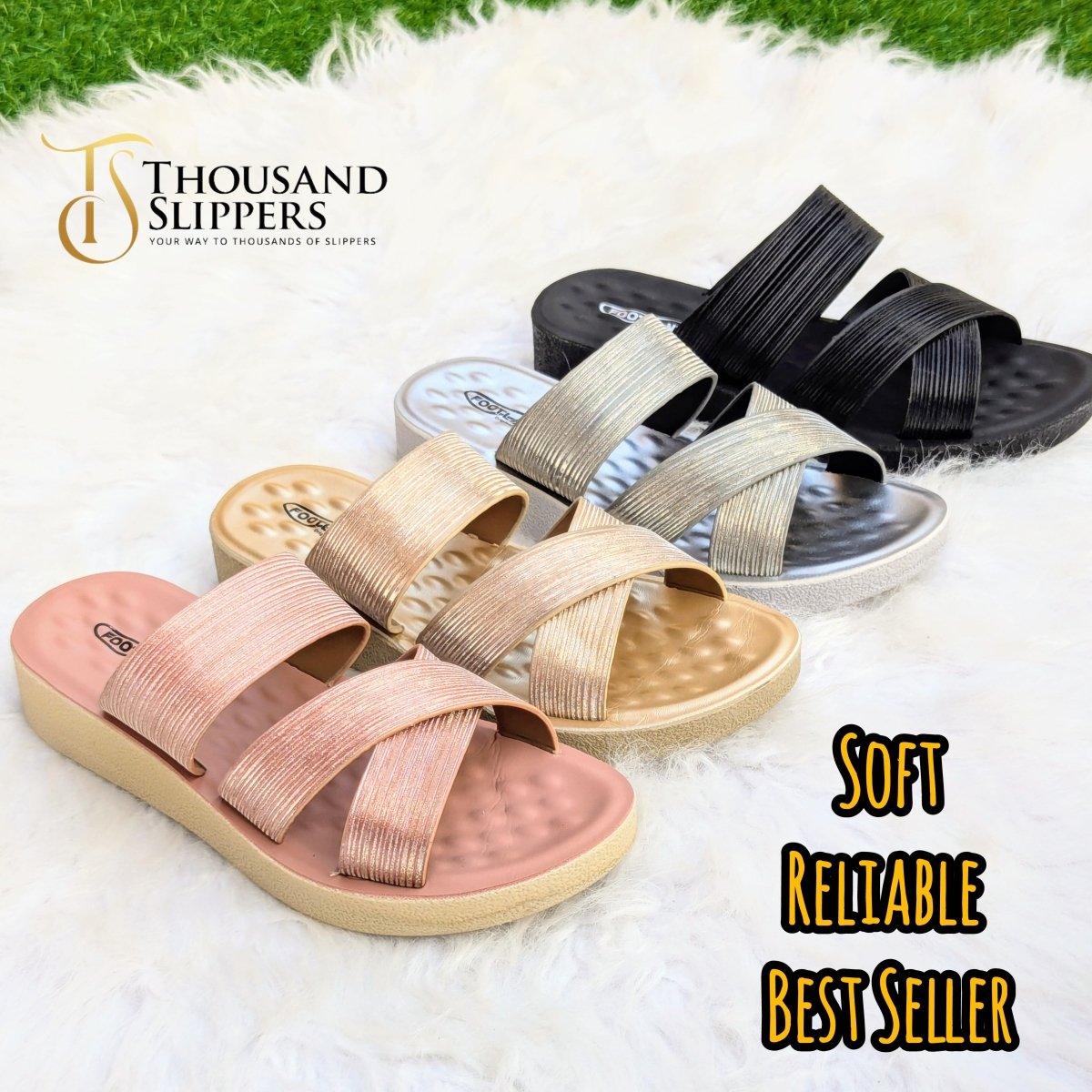Comfortable Cross Straps Fancy Slipper for Females (s2) - Thousand Slippers