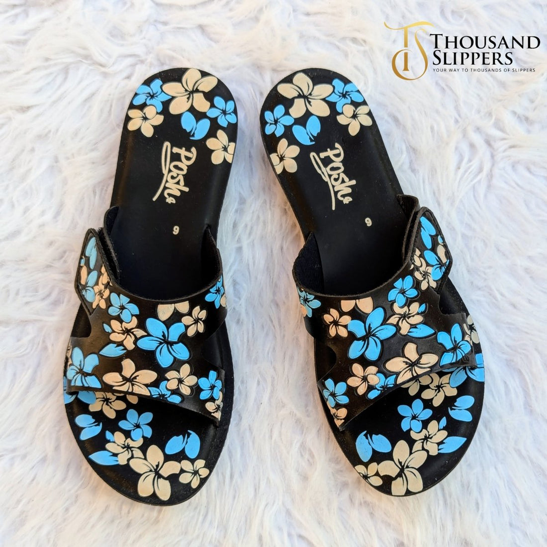 Floral charm slippers (Posh) - Thousand Slippers