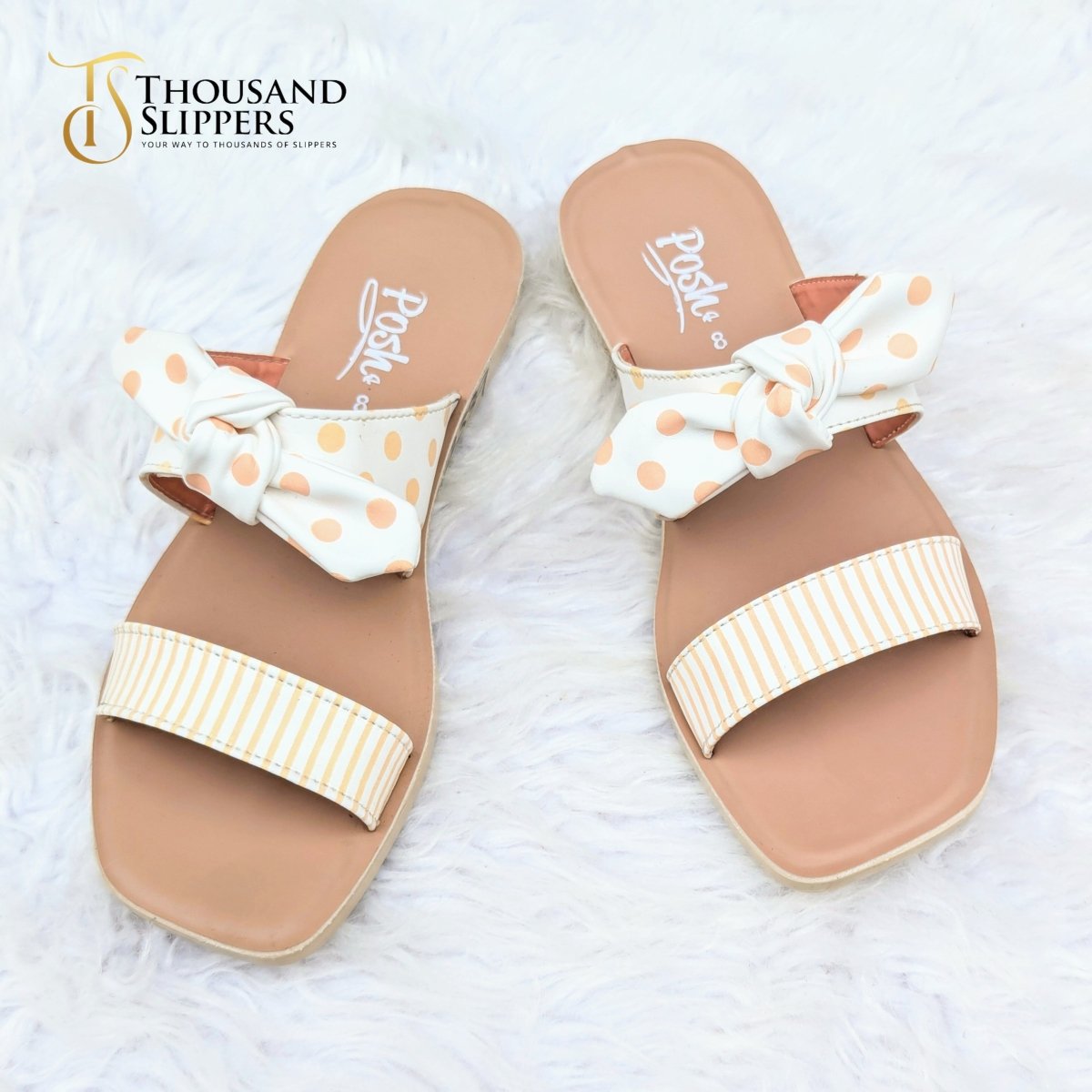 Dotted bows slides (Posh) - Thousand Slippers