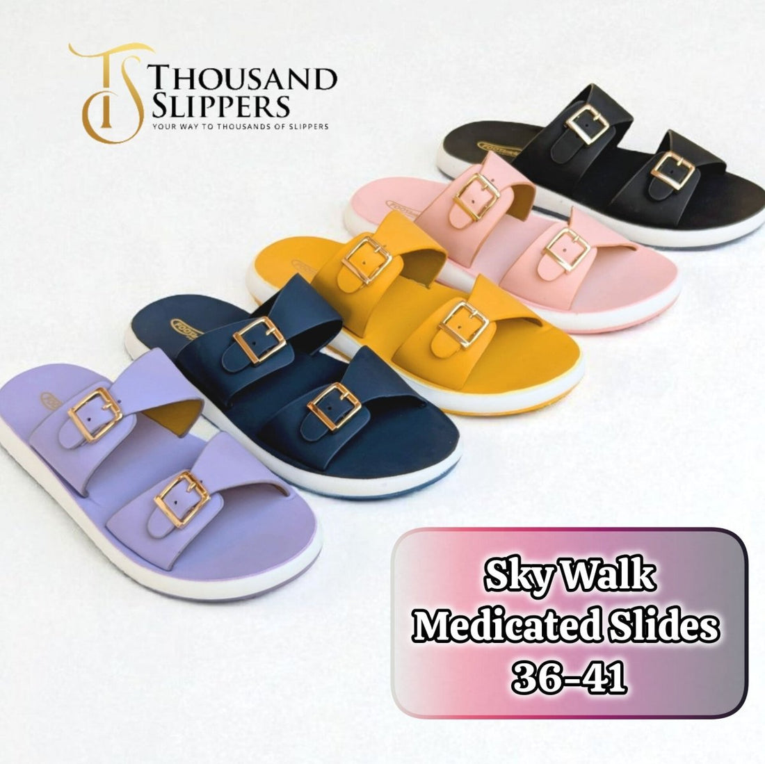 Sky Walk Medicated Slides for females (G2) - Thousand Slippers