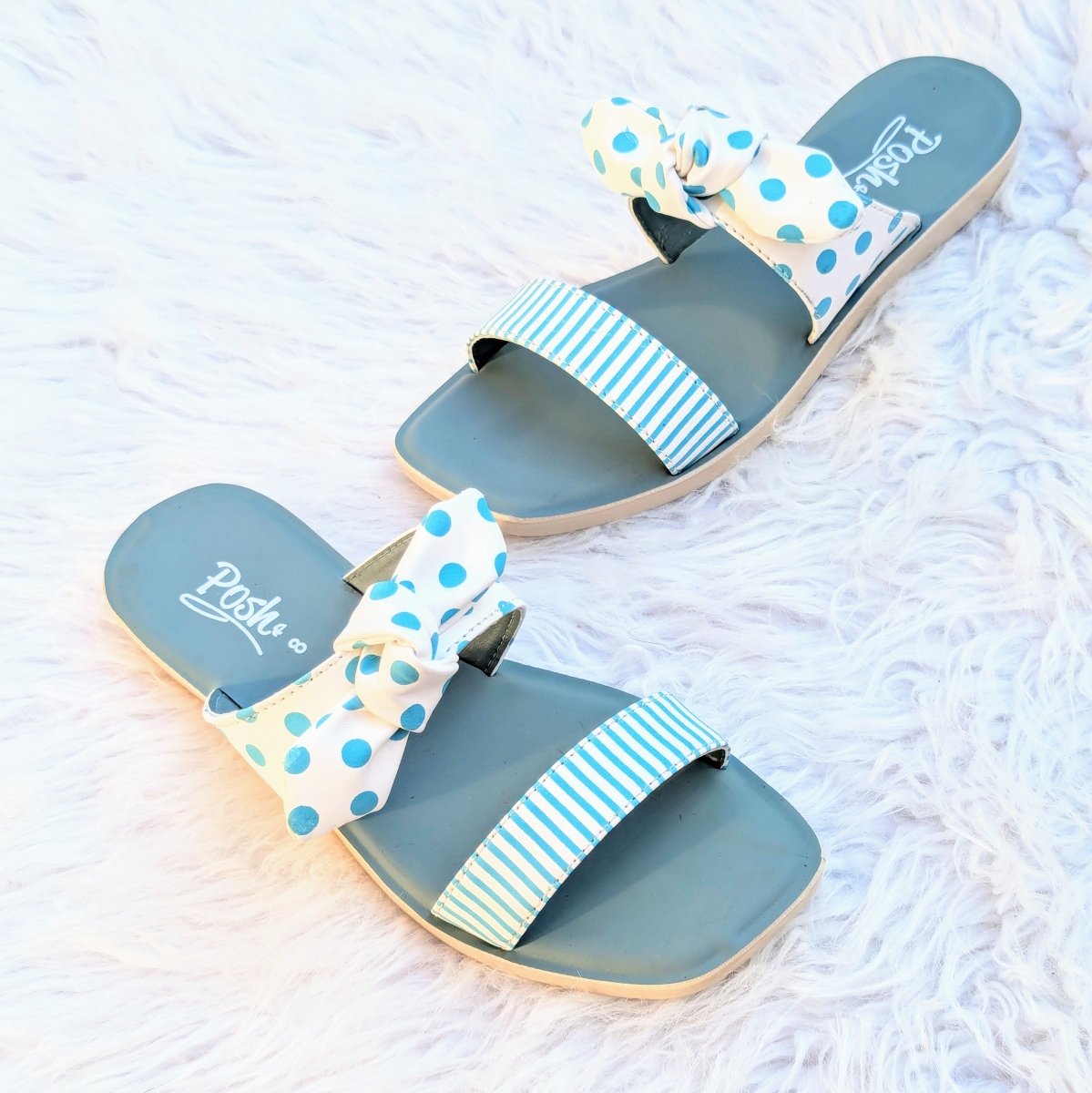 Dotted bows slides (Posh) - Thousand Slippers