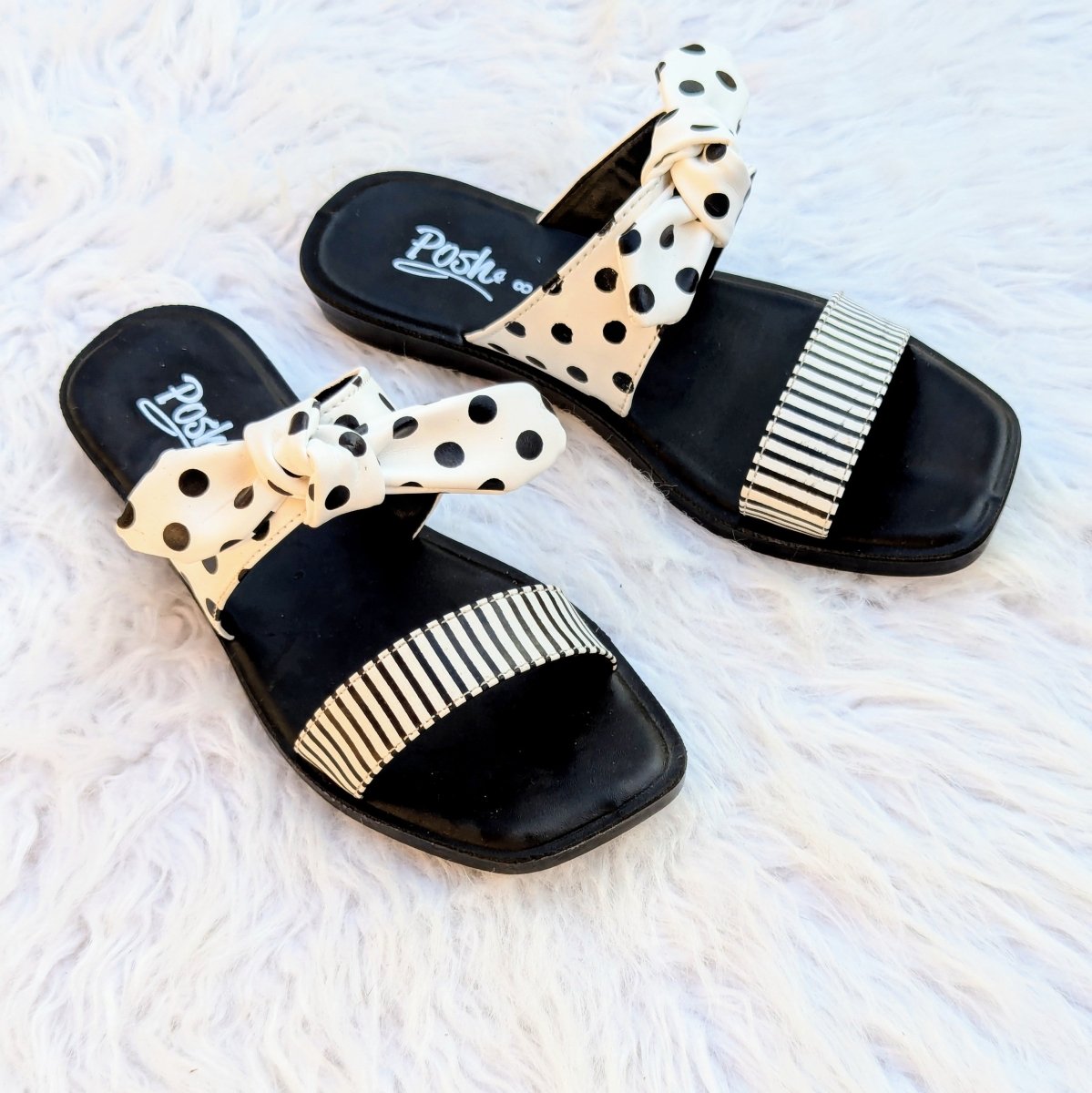 Dotted bows slides (Posh) - Thousand Slippers