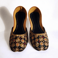 Black golden stylish khussa for girls - Thousand Slippers
