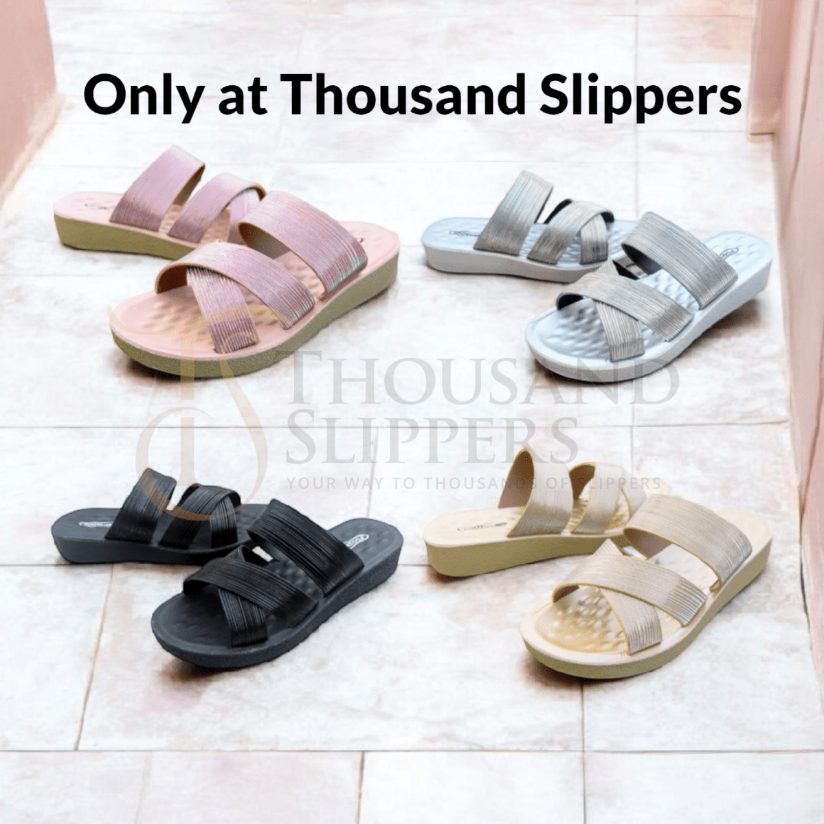 Comfortable Cross Straps Fancy Slipper for Females (s2) - Thousand Slippers