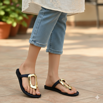 Gold trim flipflops for girls (c03)