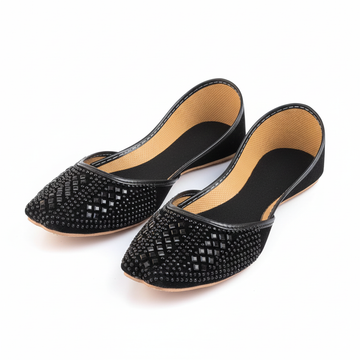 All black Embroidered velvet khussa for Girls (Fb)