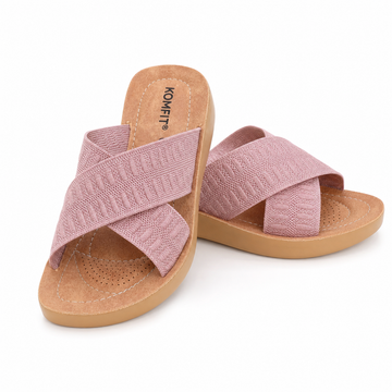 Women's Criss-Cross Cushioned Comfort Slides (6704)
