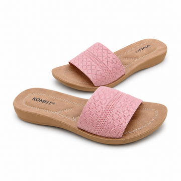 Soft Step Pink Knitted Slides [K5415] Clearance Sale