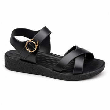 Anywhere Black Sandals for Ladies (7228)