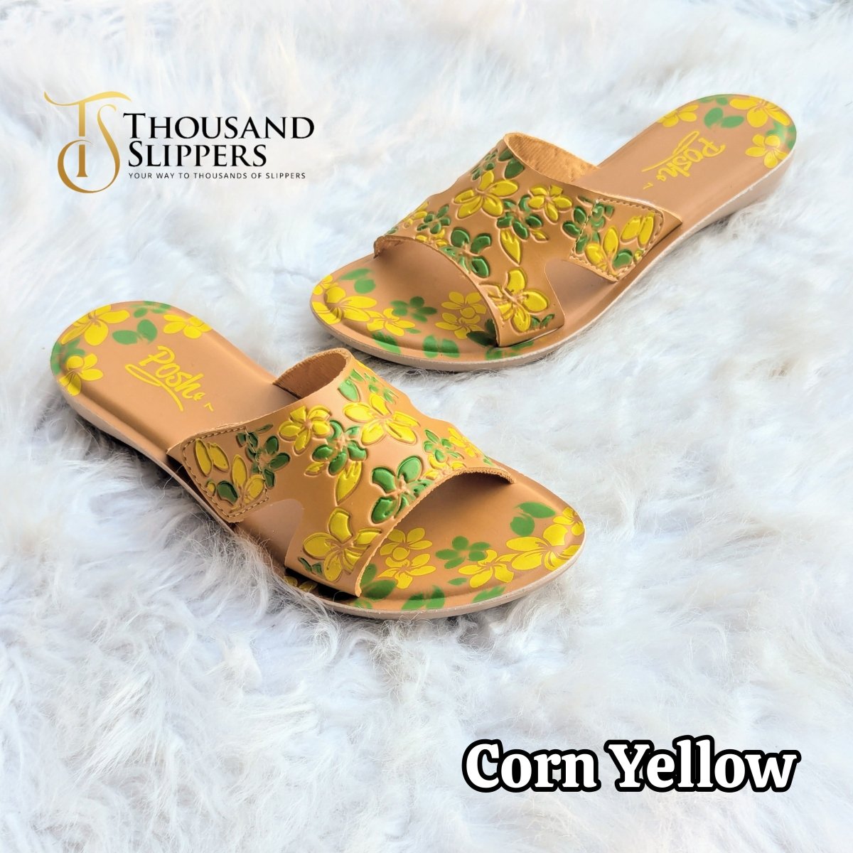 Floral charm slippers (Posh) - Thousand Slippers