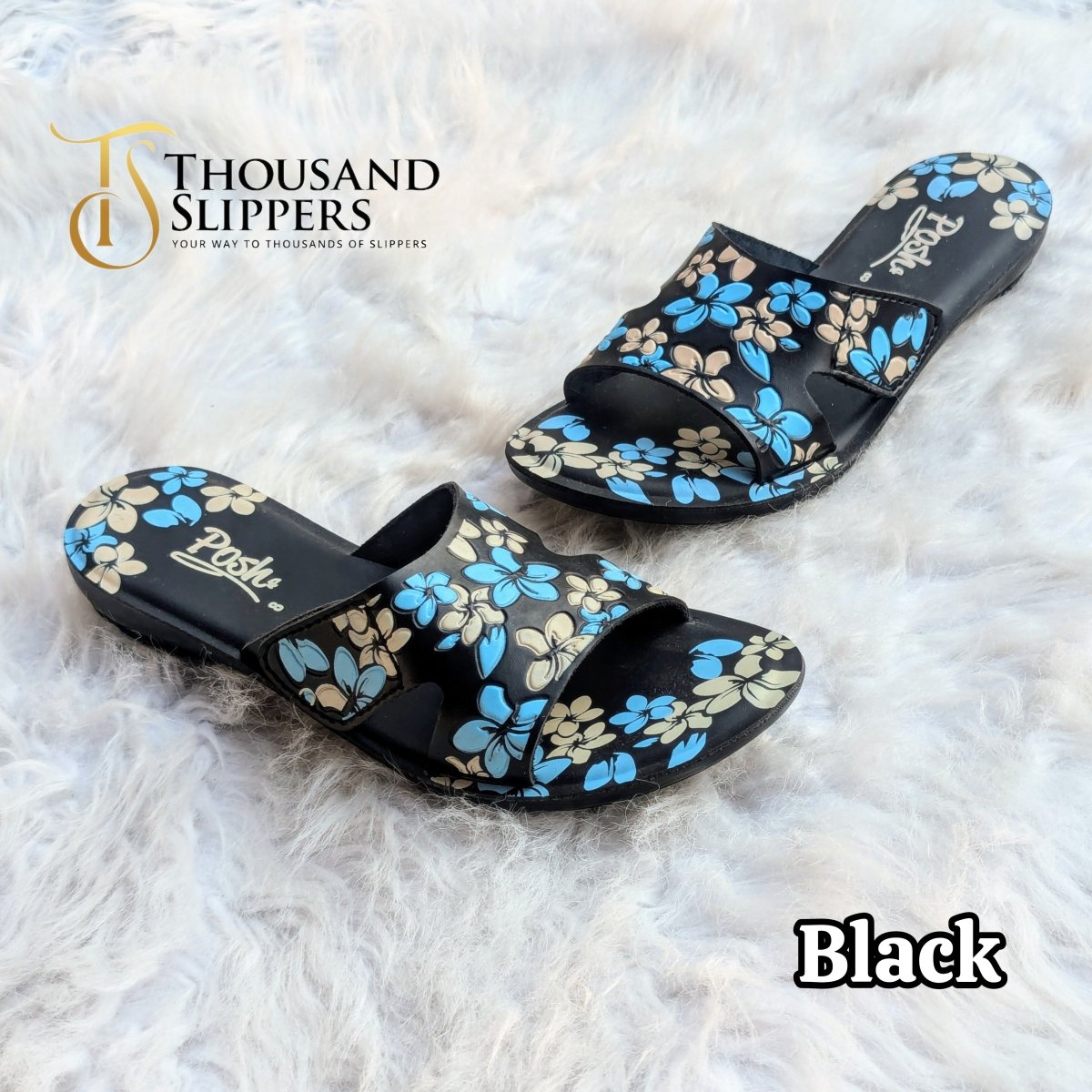 Floral charm slippers (Posh) - Thousand Slippers