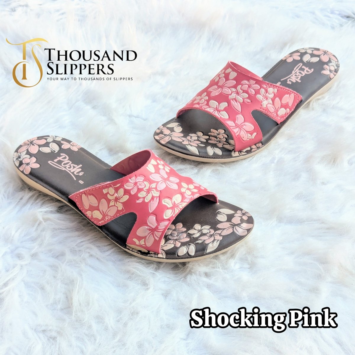 Floral charm slippers (Posh) - Thousand Slippers