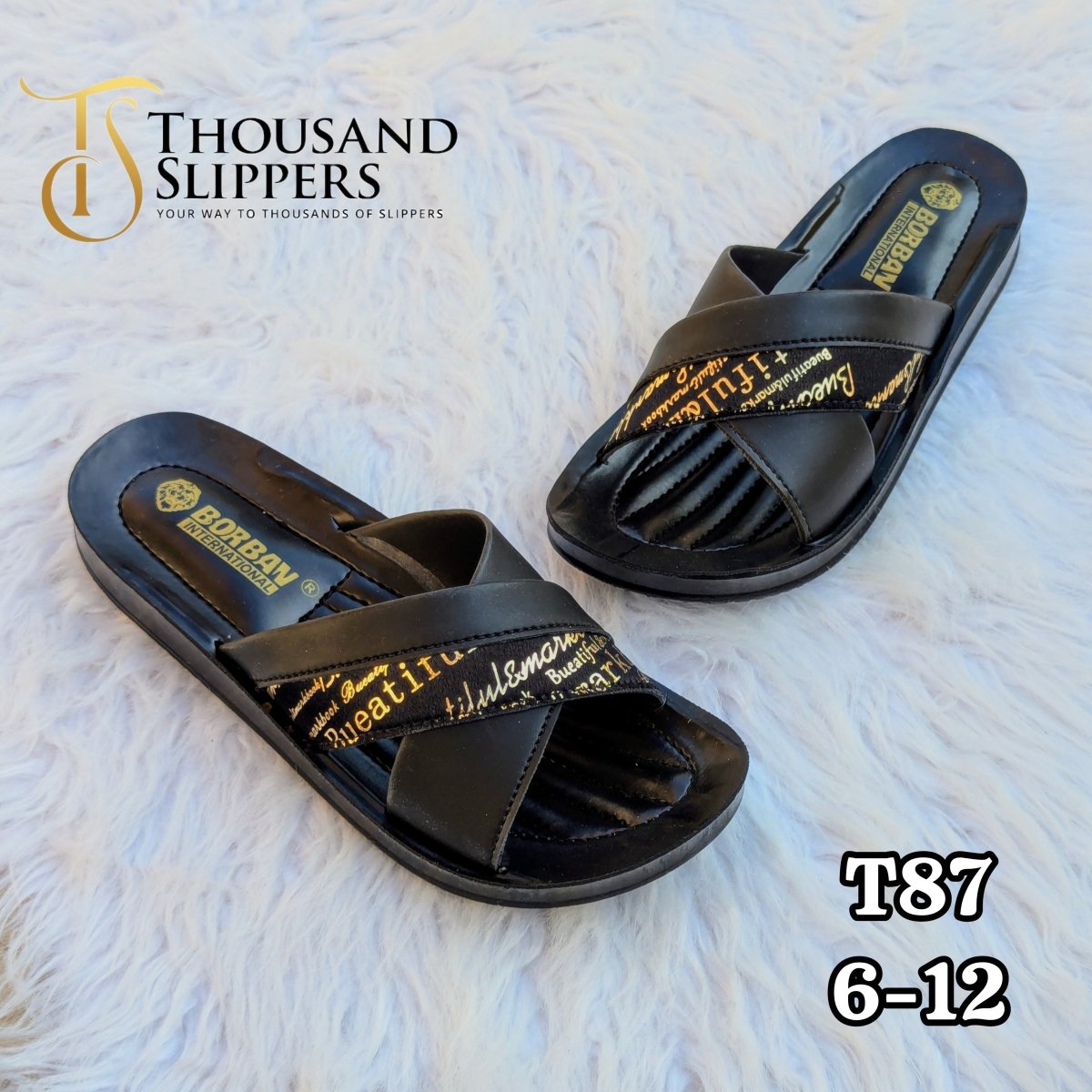 Medicated Calligraphy Slippers (t87) - Thousand Slippers
