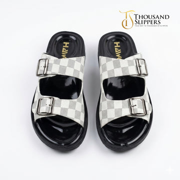 Premium Checkmate Pu Sole Slides for Men (701)