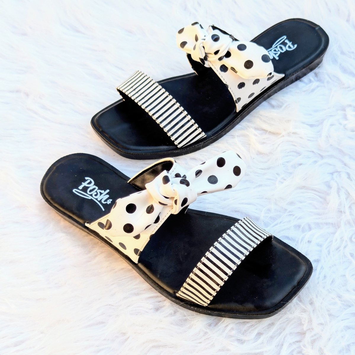 Dotted bows slides (Posh) - Thousand Slippers