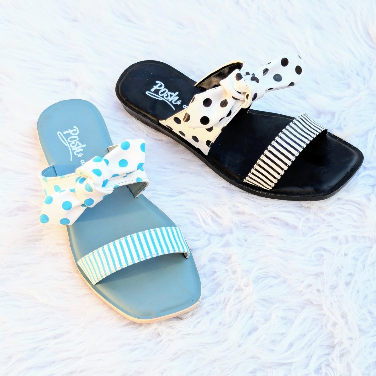 Dotted bows slides (Posh) - Thousand Slippers