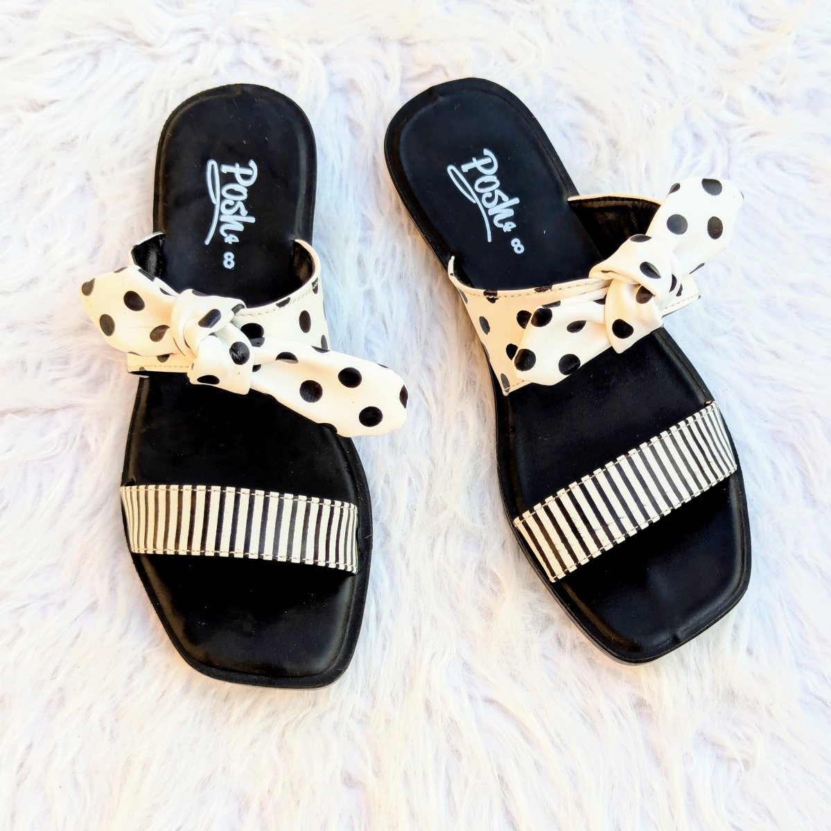 Dotted bows slides (Posh) - Thousand Slippers