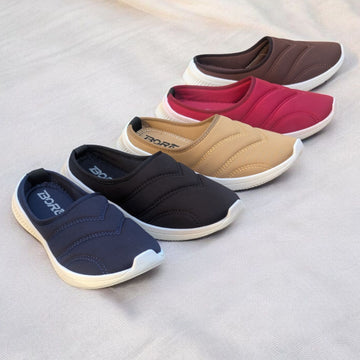 Soft backless canvas mules for females (Borg G13)