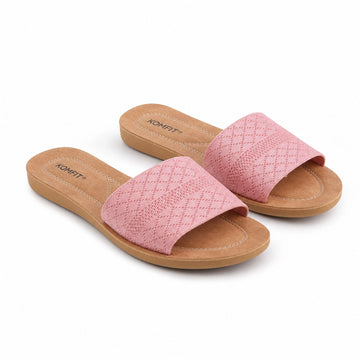 Soft Step Pink Knitted Slides (5415) Clearance Sale